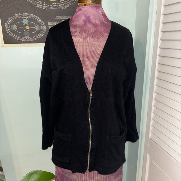 Express Tricot Black Long Sleeve Zip Up Jacket with Pockets - XS/0 - Picture 1 of 4